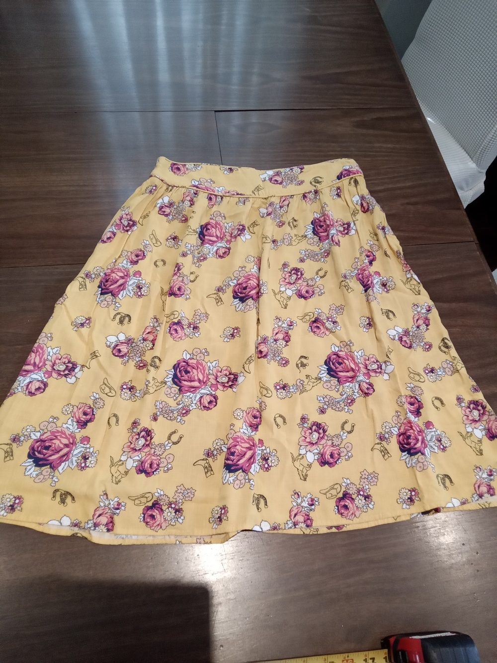 Modcloth Mustard Yellow Floral Western Skirt